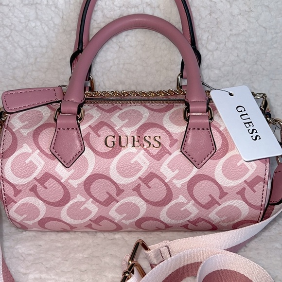 Guess Pink‎ and White Satchel with Gold Accents - Picture 4 of 16